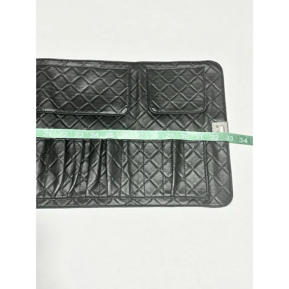 BH Cosmetics Women's Black Leather Clutch Makeup Brush Roll Bag